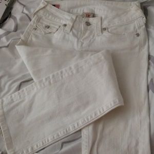 White Swarovski crystal true religion jeans